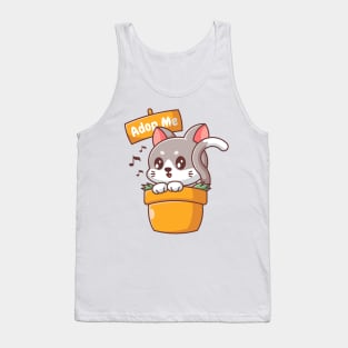 The cat is in the flowerpot Tank Top